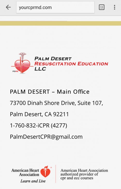 ACLS Class Palm Springs CA
https://www.yourcprmd.com/courses-and-pricing/
As an authorized American Heart Association (AHA) training site, PDRE follows the authority in resuscitation science, research and training as published in the official AHA Guidelines for CPR and Emergency Cardiovascular Care (ECC). 
BLS Certification Riverside County, BLS CPR Riverside County, CPR Classes Riverside County