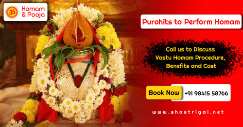Shastrigal is the main online stage that offers a wide range of Pooja's reserving platform online at reasonable cost. Pooja performed to survive or eliminate all obstructions to your prosperity. India's biggest online Homam booking portal.  Enquire Now. 
Book on the web. Simple Booking Process. Committed pandit team. Book Puja in most loved website.
http://www.shastrigal.net