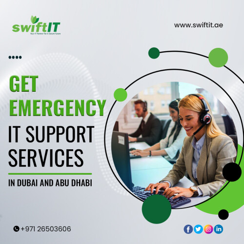 Get emergency IT support in Dubai and Abu Dhabi. SwiftIT is a one-stop solution, and we are happy to provide our clients with comprehensive urgent IT support 24 hours a day, seven days a week.

Please feel free to contact us:

📱 +971-26503606

📧 info@swiftit.ae

🌐 https://swiftit.ae/