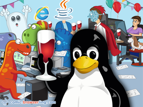 Happy 25th Birthday, Linux!

For more funny computer jokes visit our comic at https://comic.browserling.com. We're adding new programming jokes every week. We're true geeks at heart.