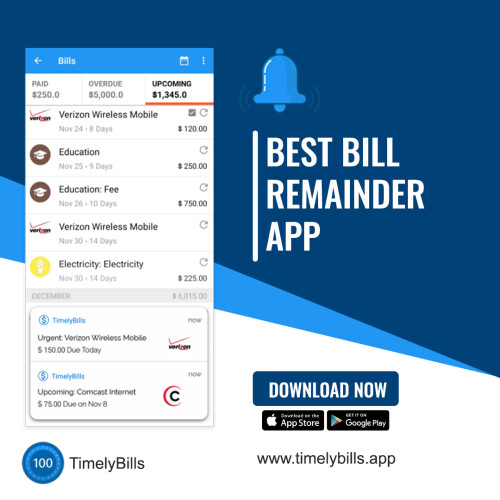 TimelyBills is the Best Money Manager App for android and IOS. It is perfectly plan your income & budgets. Alert you to pay bill @ correct time. TimelyBills Free Money Manager App you get it on @ play store & apple store,

Uses;

• Budget Management App.
• Budget Planner App.
• Best Bill Reminder App.
• Best Expense Manager App.
• Best Money Manager App.
• Free Money Manager App.
• Top Money Management App.

Website: https://timelybills.app

iPhone Store: https://apps.apple.com/us/app/timelybillsapp/id1454624499?ls=1

Get it on Google Play Store:https://play.google.com/store/apps/details?id=in.usefulapp.timelybills&hl=en