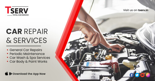 T-Serv provides complete car servicing and repair of all makes and models in Bangalore, Delhi, Mumbai, Noida, and Thane. With our car care services, your car is guaranteed to have enhanced reliability, safety, performance, and durability.

Why Should You Use T-Serv?
- Quality Workmanship
- Genuine Spare Parts
- Wide Range of Services
- Quick Turnaround Time

For More Details: https://www.tserv.in/

Download T-Serv Mobile App to Book Appointment:
Android App: https://play.google.com/store/apps/details?id=com.tserv.software
Ios App: https://apps.apple.com/in/app/t-serv-total-car-service/id1553019567